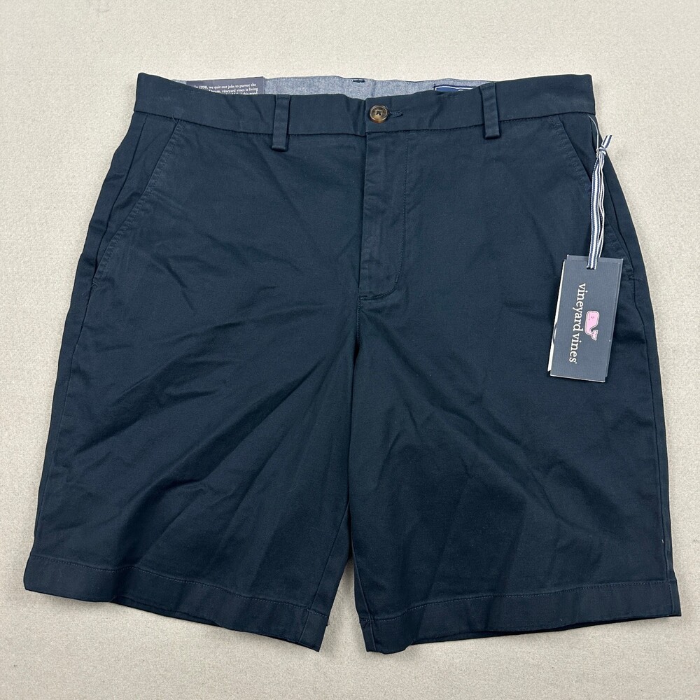 Vineyard Vines Shorts Men 32 Blue 9" Breaker Chino Flat Golf Khakis Stretch
